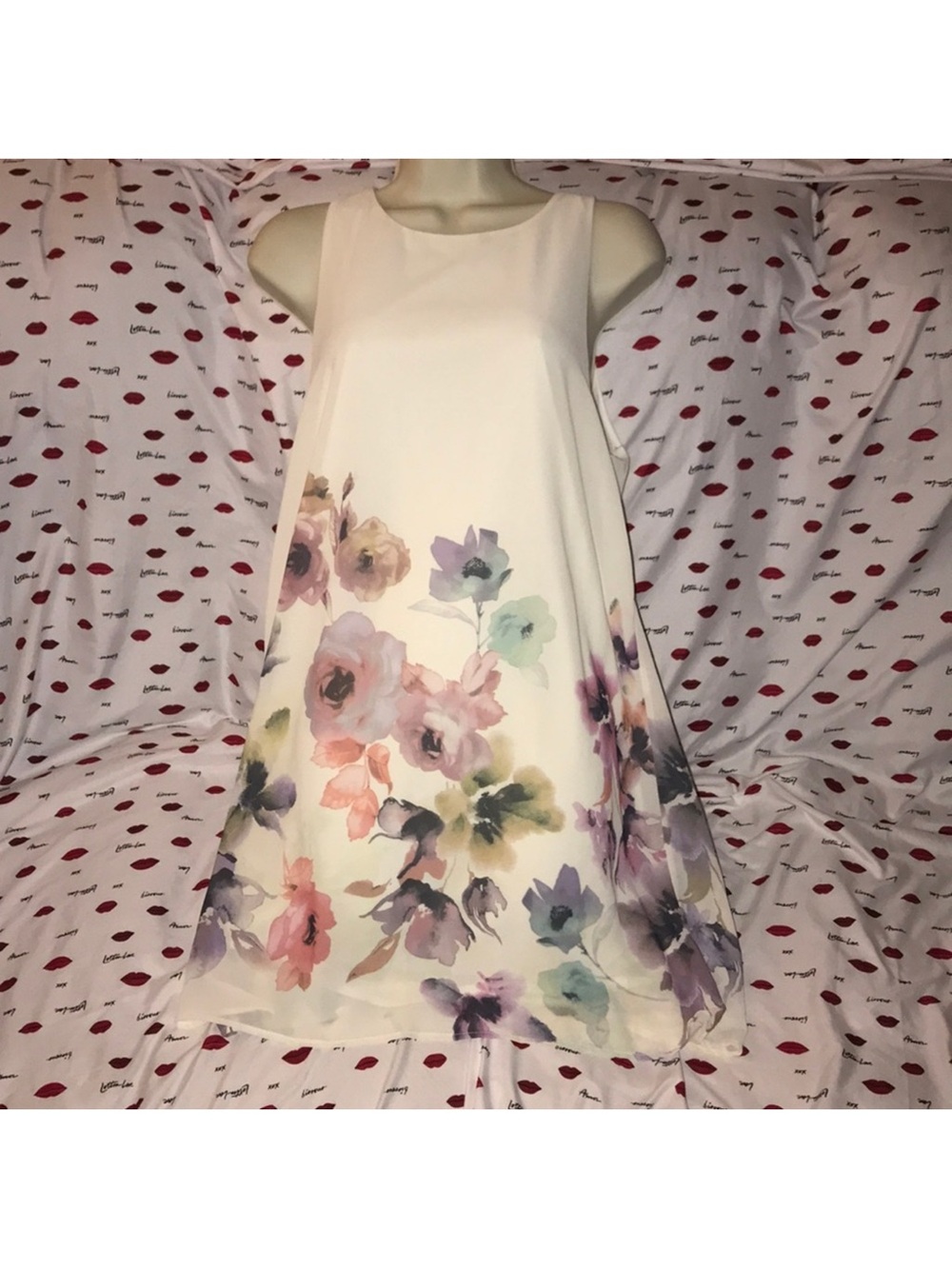 Jella C medium white with pastel Floral print A-Line Dress New